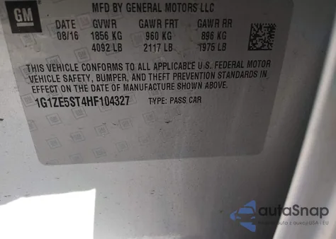 2017 Chevrolet Malibu 1Lt z USA, uszkodzony, nr VIN 1G1ZE5ST4HF104327